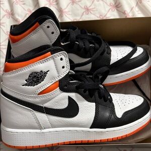 Jordan High-Top Sneakers in Black, White, and Orange